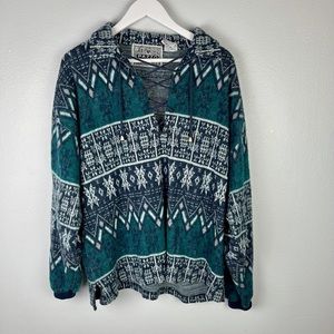 VINTAGE |Pazzo Tribal Print V-neck Sweater | SZ XL
